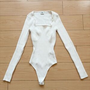 Abercrombie & Fitch Cream Ribbed Bodysuit